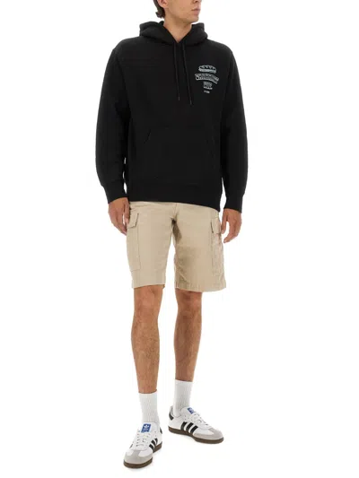 Carhartt Felpa Con Cappuccio Sandwich In Black