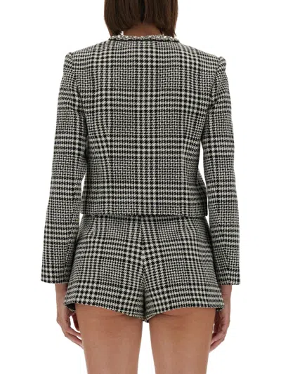 Self-portrait Houndstooth Wool Blend Jacket In Multi