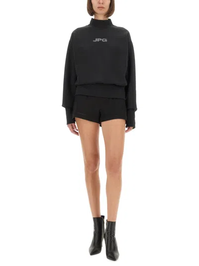 Jean Paul Gaultier Cropped Crew Neck In Black