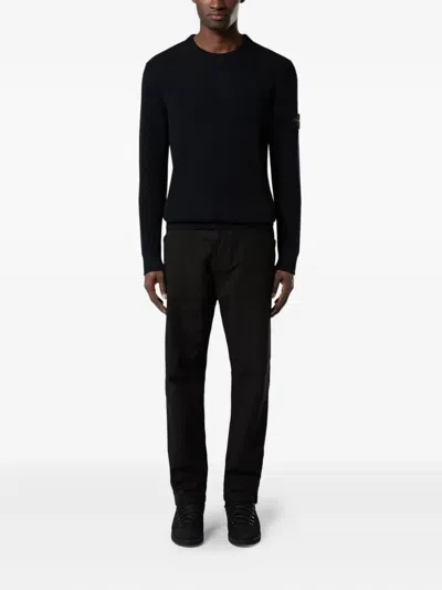 Stone Island Knit Crewneck Sweater In Full Rib Rws Wool Clothing In Blue