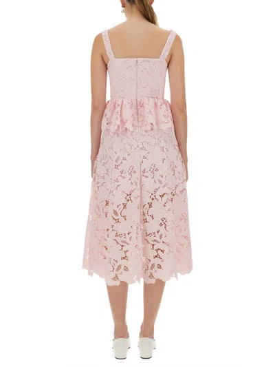 Self-portrait Lace Midi Peplum Dress In Pink