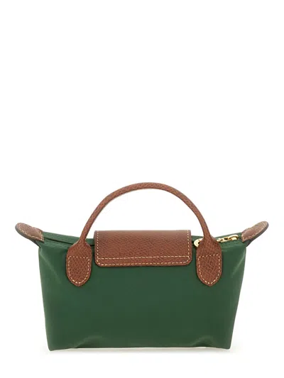 Longchamp Le Pliage Original Canvas Pouch With Handle In Green