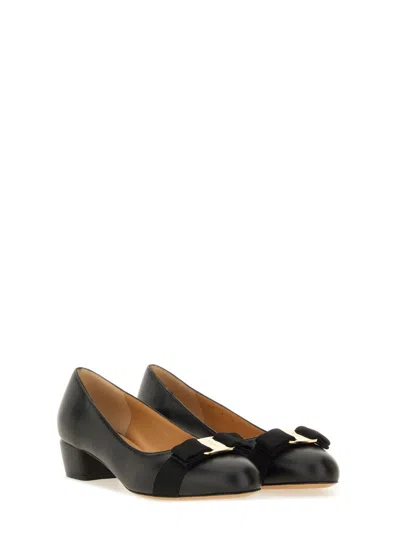 Ferragamo Signature Bow Pumps With Low Block Heel