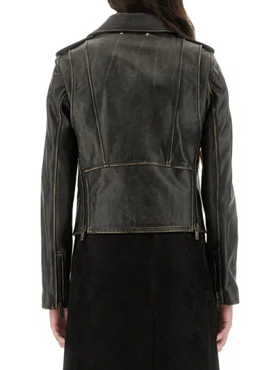 Golden Goose Destiny Slim Leather Jacket In Black