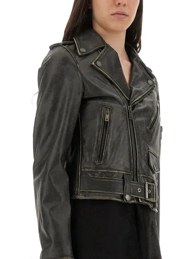 Golden Goose Destiny Slim Leather Jacket In Black