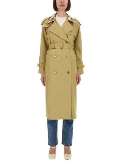 Burberry Long "castleford" Trench Coat In Green