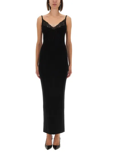 Self-portrait Long Knit Dress In Black