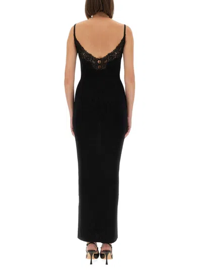 Self-portrait Long Knit Dress In Black