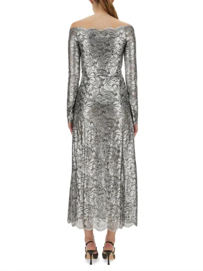 Rabanne Long Lace Dress In Gray