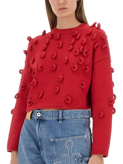 Jw Anderson J. W. Anderson Loop Cropped Jersey In Red