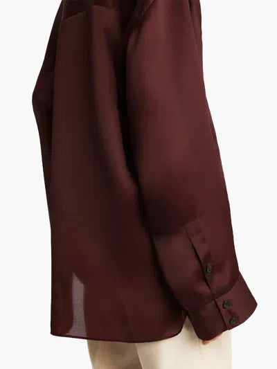 Khaite Matteo Organza Shirt In Burgundy