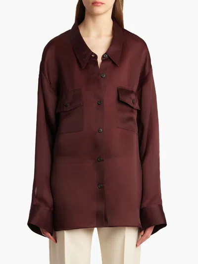 Khaite Matteo Organza Shirt In Burgundy