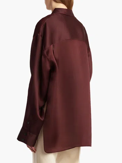 Khaite Matteo Organza Shirt In Burgundy