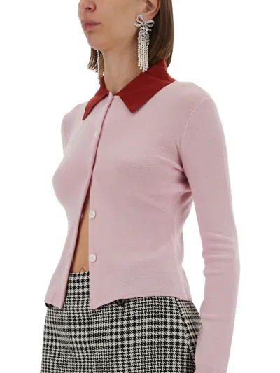 Self-portrait Merino Wool Cardigan In Pink