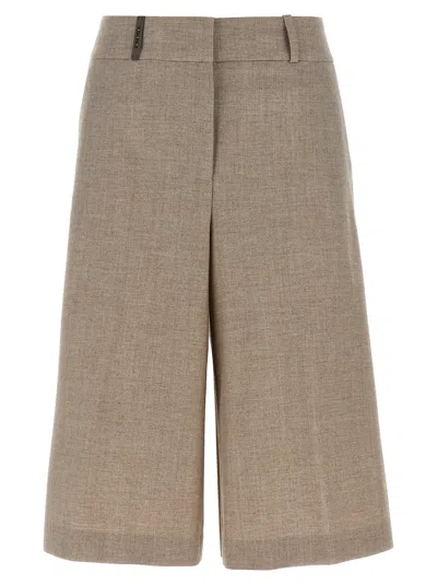 Peserico Micro Houndstooth Long Bermuda Shorts Bermuda And Short Beige In Gray