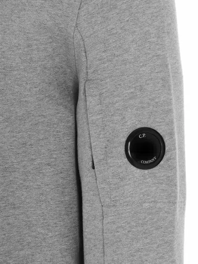 C.p. Company Gray Diagonal Raised Fleece Crewneck Lens Sweatshirt In Gray