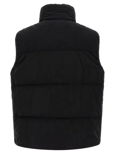 C.p. Company Black Vest With Mock Drawstring Neck And Logo Plaque On The Front In Black