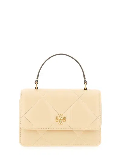 Tory Burch Mini Kira Diamond Quilt Top-handle Crossbody In Neutral