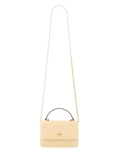 Tory Burch Mini Kira Diamond Quilt Top-handle Crossbody In Neutral