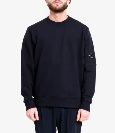 C.p. Company Minimalist Black Long-sleeve Crewneck Sweatshirt With Zippered Pocket In Animal Print