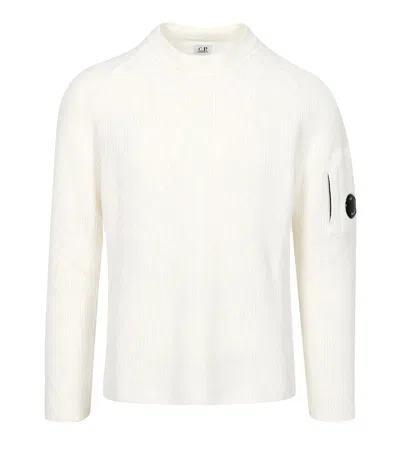 C.p. Company Sea Island Gauze White Cotton Sweater In White