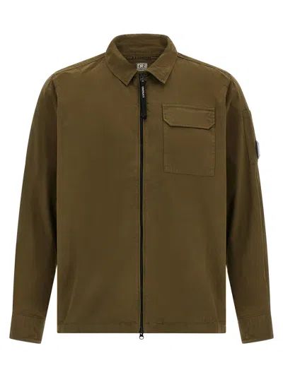 C.p. Company Brown Minimalist Casual Jacket With Unique Lens Detail In Brown