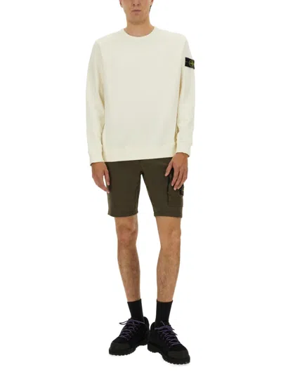 Stone Island Wool Blend Sweatshirt With Iconic Logo Patch And Timeless Design In White