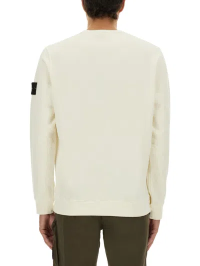 Stone Island Wool Blend Sweatshirt With Iconic Logo Patch And Timeless Design In White