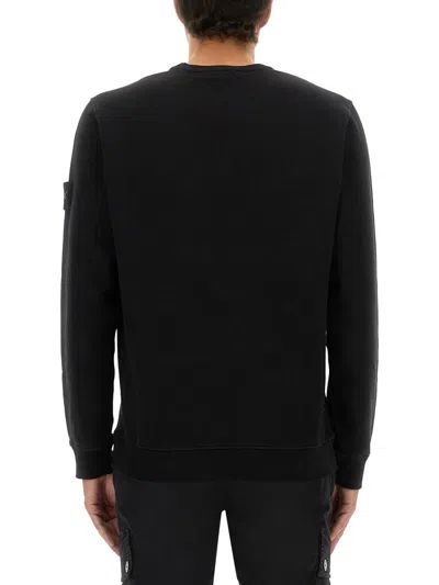 Stone Island Cotton Sweatshirt With Removable Logo Patch In Black