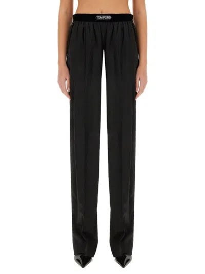 Tom Ford Black Straight Cut Trousers In Black