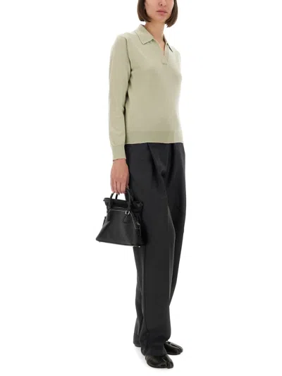 Maison Margiela Ribbed Long Sleeve Top In Gold