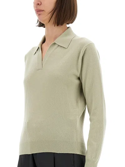 Maison Margiela Ribbed Long Sleeve Top In Gold