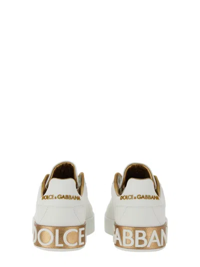 Dolce & Gabbana Portofino Leather Sneakers In White