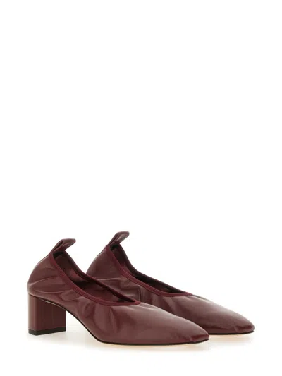 Aeyde Square Toe Leather Ballerina Shoes In Burgundy