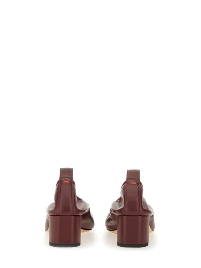 Aeyde Square Toe Leather Ballerina Shoes In Burgundy