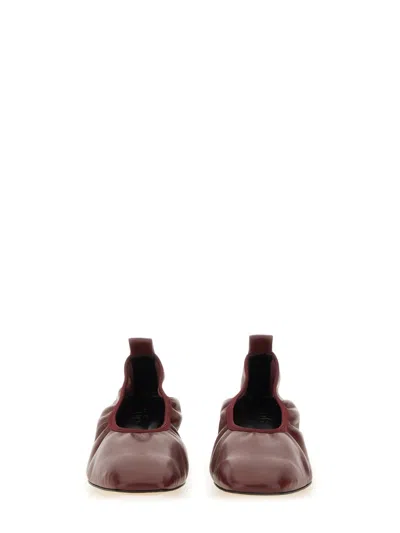 Aeyde Square Toe Leather Ballerina Shoes In Burgundy
