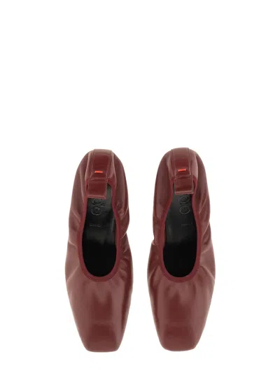 Aeyde Square Toe Leather Ballerina Shoes In Burgundy