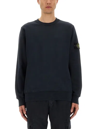 Stone Island Men's Diagonal Fleece Sweatshirt In Blue