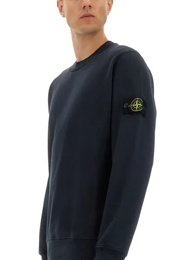 Stone Island Men's Diagonal Fleece Sweatshirt In Blue