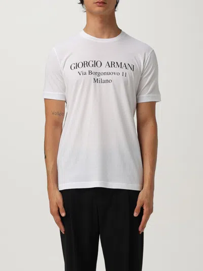 Giorgio Armani Logo Print Cotton Jersey T-shirt In White