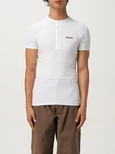 Versace Embroidered Logo Under Shirt In White