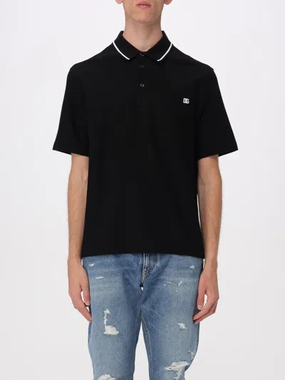 Dolce & Gabbana Cotton Pique Polo In Black