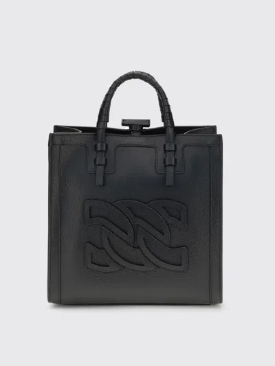 Casadei Love Leather Tote Strap Logo Embellished In Black