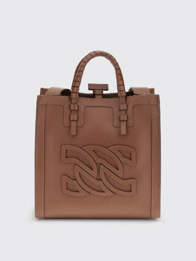 Casadei Brown Calf Leather Bos Taurus Shoulder Bag In Brown