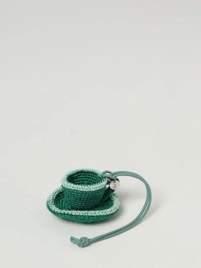 Jw Anderson J. W. Anderson Teacup-shaped Keychain With Leather Cord And Logo Detail In Green