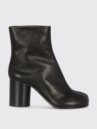 Maison Margiela Split Toe Leather Mid-calf Boots In Black