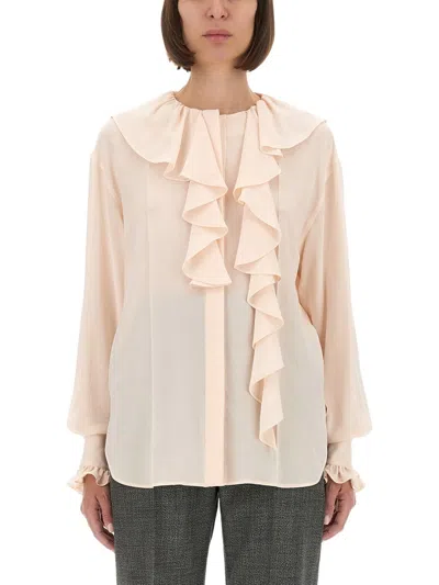 Alexander Mcqueen Shirt With Ruffles In Pink