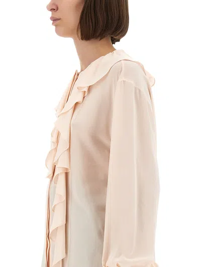 Alexander Mcqueen Shirt With Ruffles In Pink