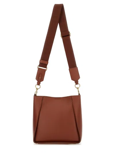 Stella Mccartney Logo Shoulder Bag With Hardware And Handle In Brown