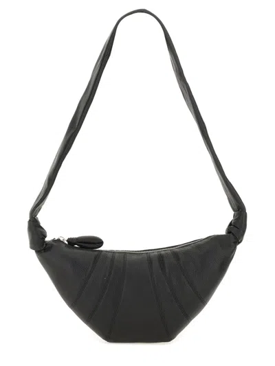 Lemaire Media Croissant Leather Shoulder Bag In Black